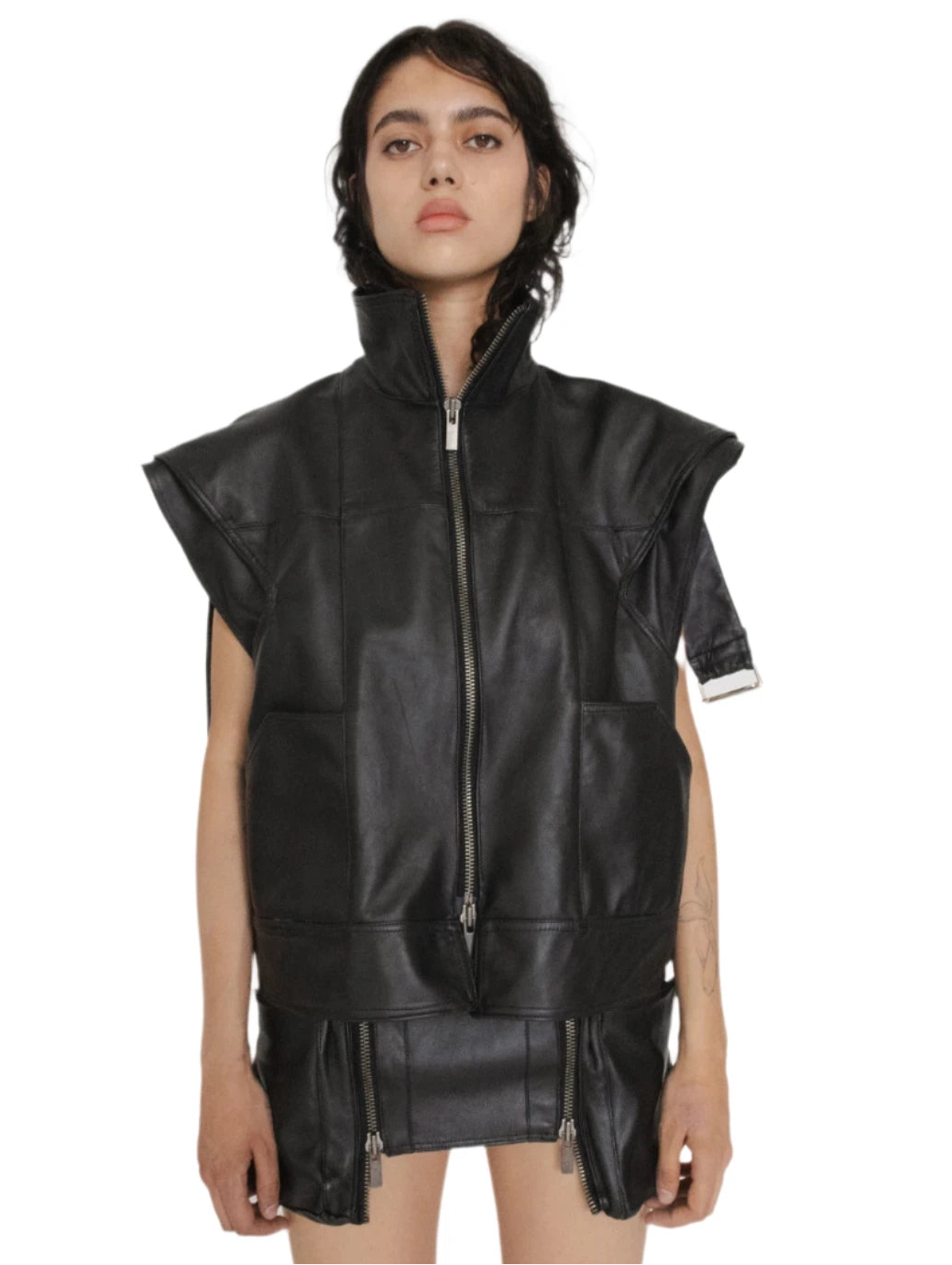 WOMEN LEATHER SHORT VEST