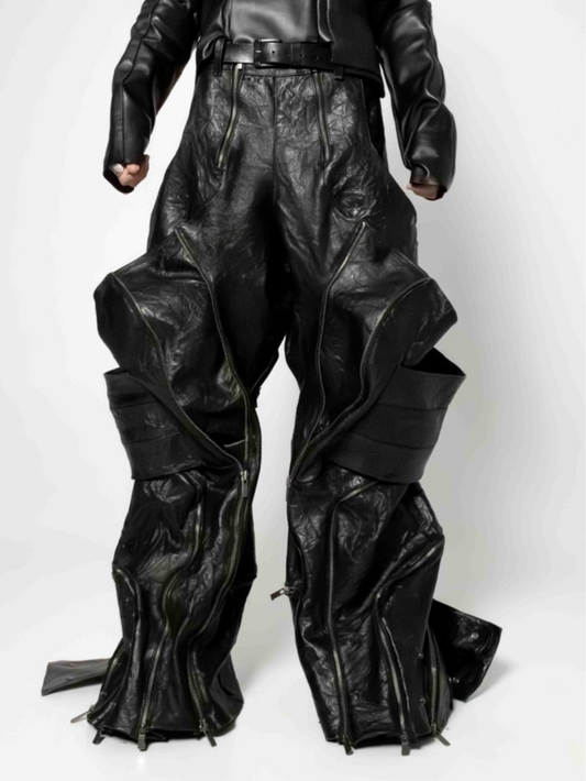 CRINCKLED LEATHER PANTS