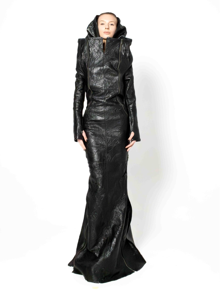 CRINCKLED LEATHER DRESS