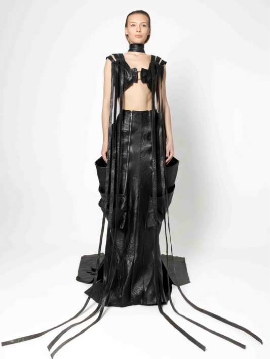 CRINCKLED LEATHER SKIRT
