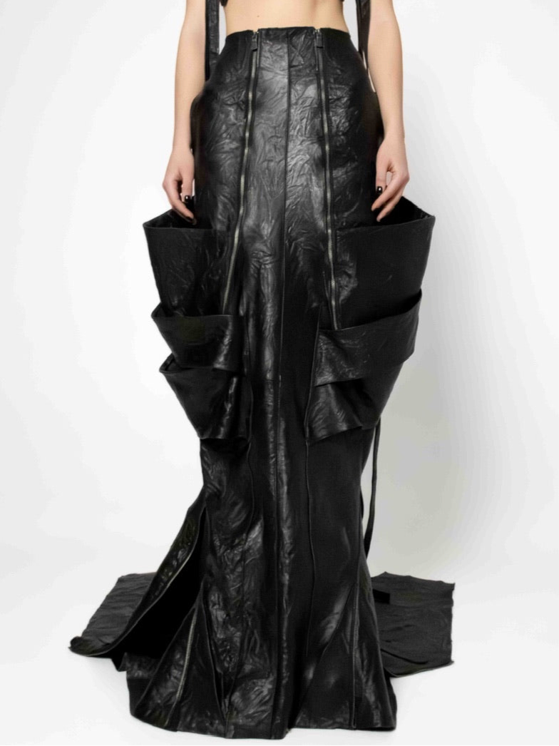 CRINCKLED LEATHER SKIRT