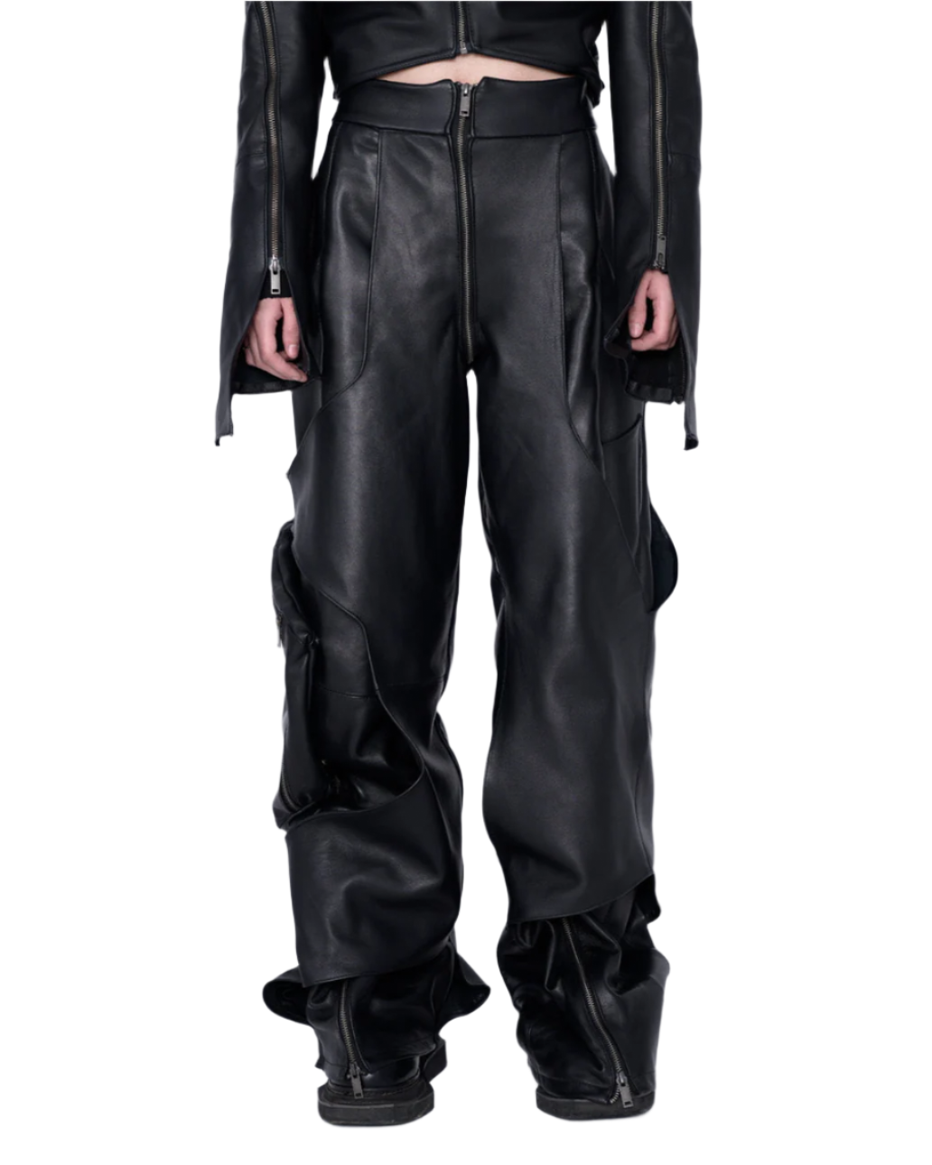 WOMEN FOLDED LEATHER PANTS