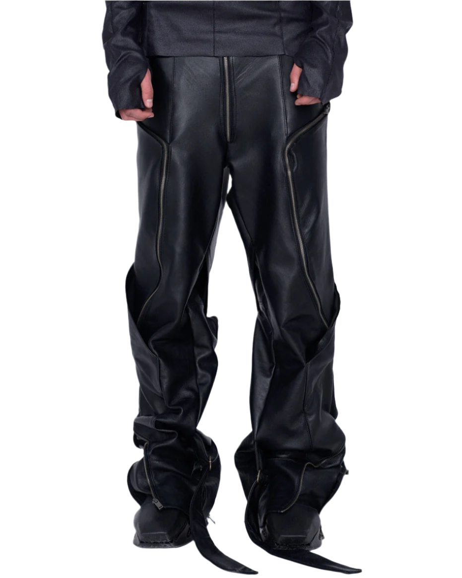 MEN FOLDED LEATHER PANTS