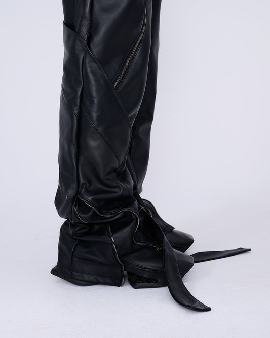MEN FOLDED LEATHER PANTS