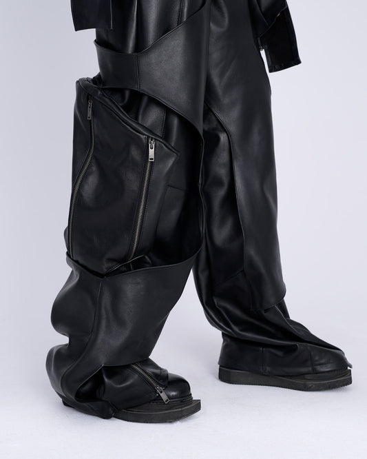 WOMEN FOLDED LEATHER PANTS