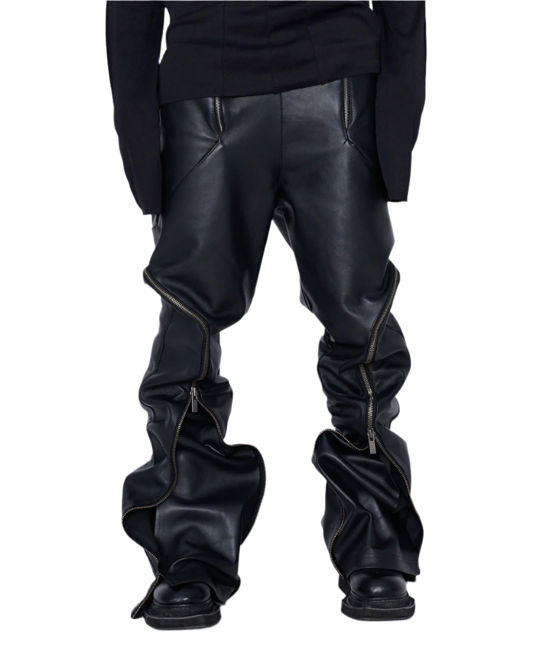MEN ZIPPED LEATHER PANTS