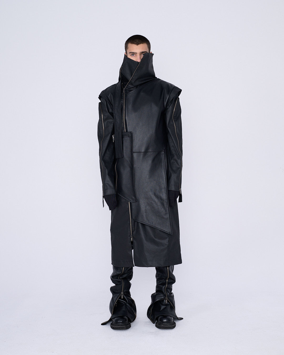 MEN DENIM LAYERED COAT