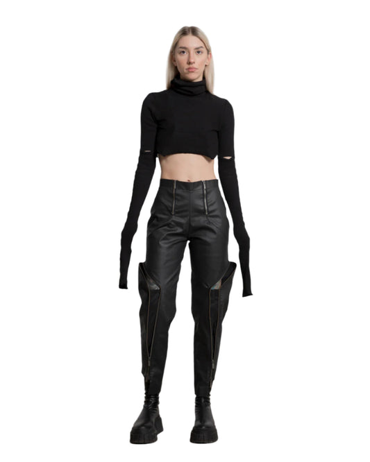 WOMEN DENIM ZIPPED PANTS