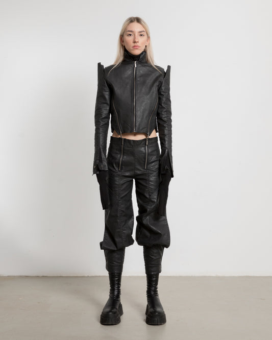 WOMEN WAXED CROPPED PANTS