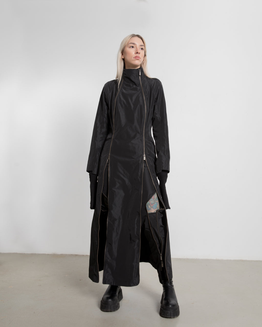 DOUBLE ZIPPED LONG JACKET