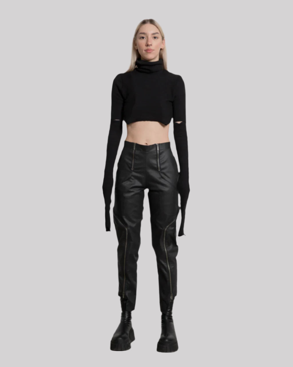 WOMEN DENIM ZIPPED PANTS