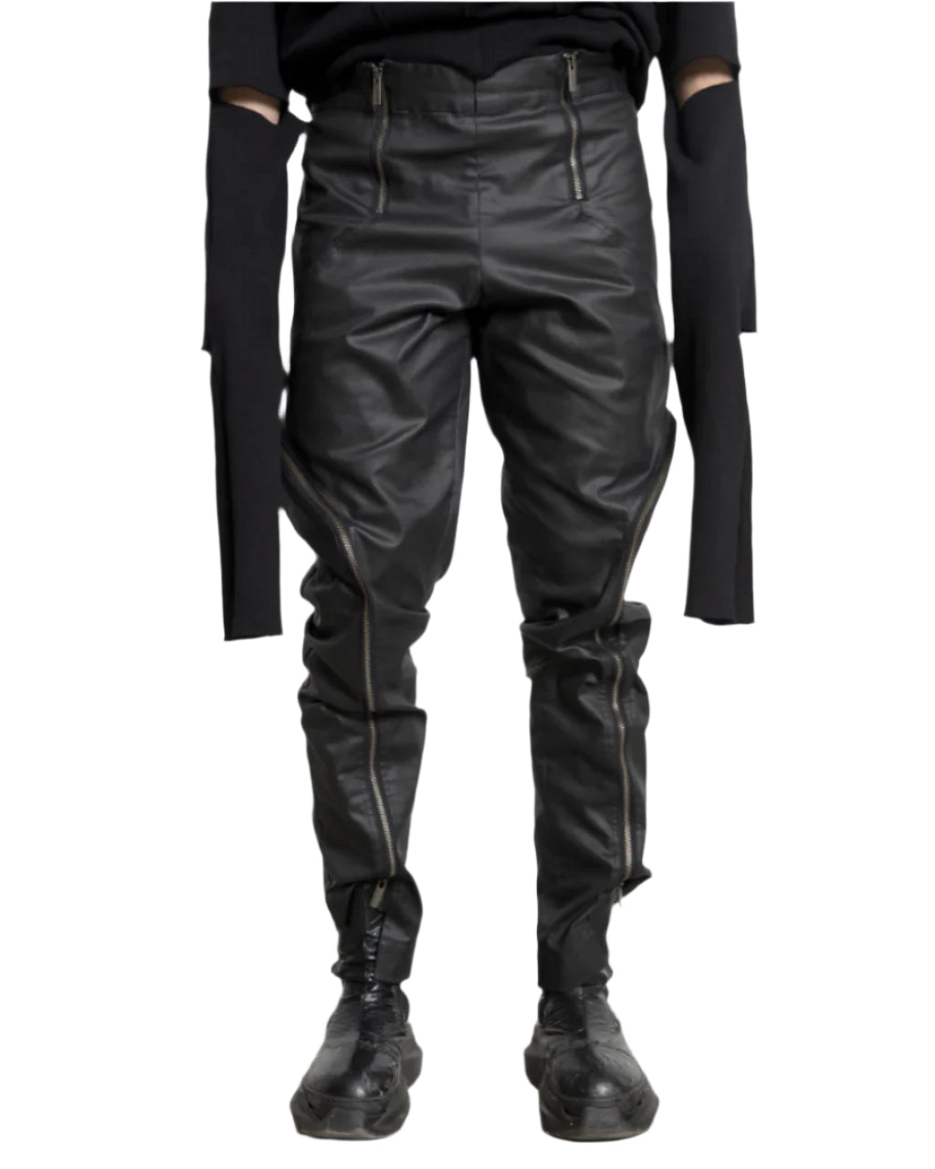 MEN DENIM ZIPPED PANTS