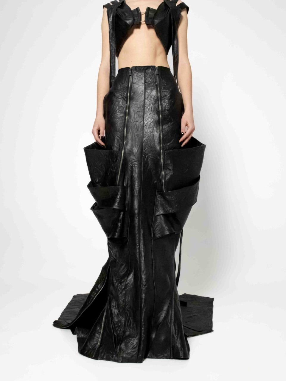 CRINCKLED LEATHER SKIRT