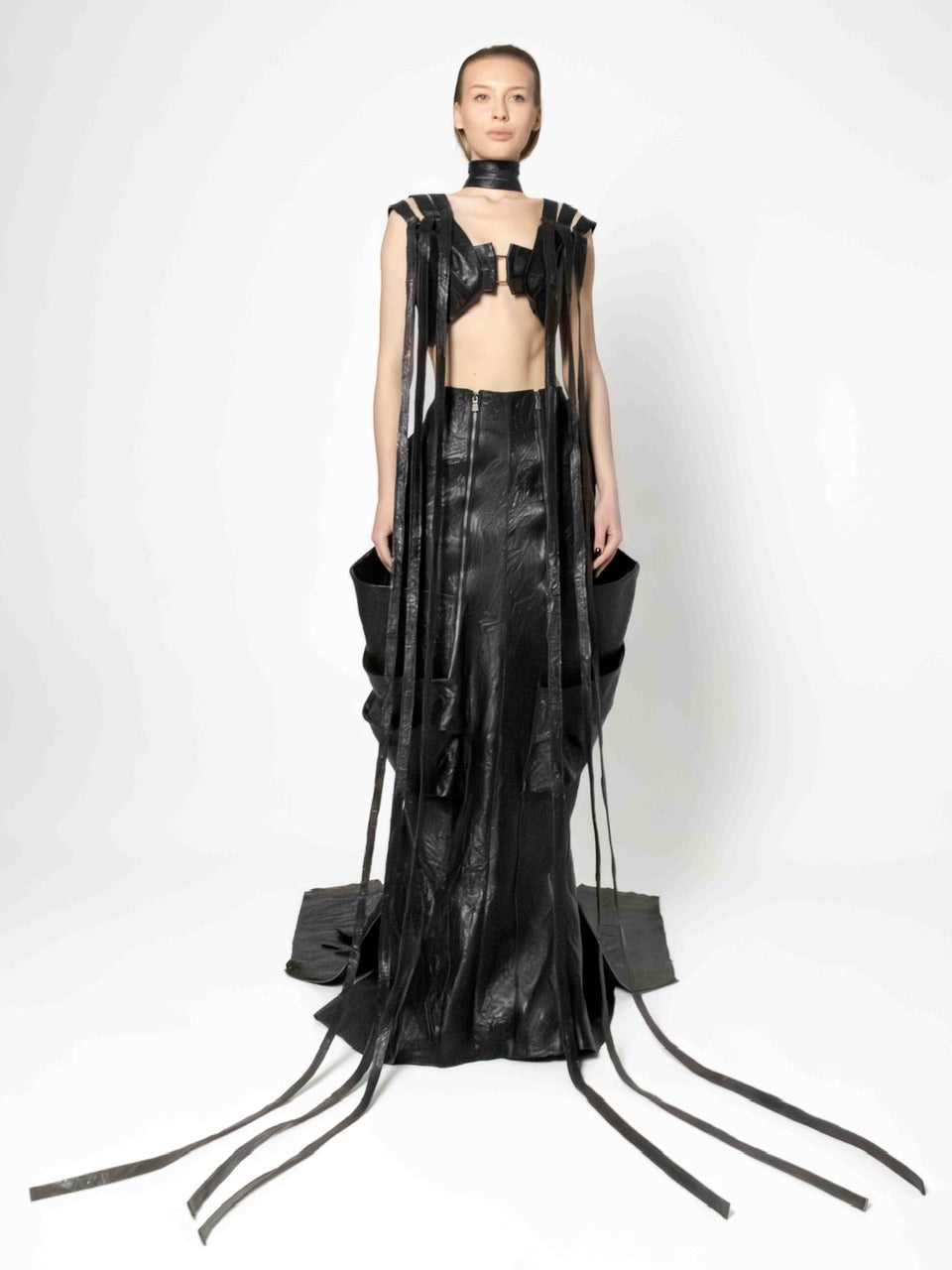 CRINCKLED LEATHER BRA