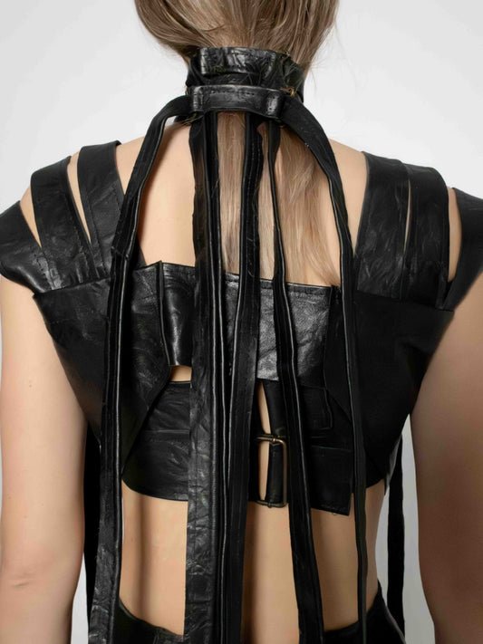 CRINCKLED LEATHER CHOCKER