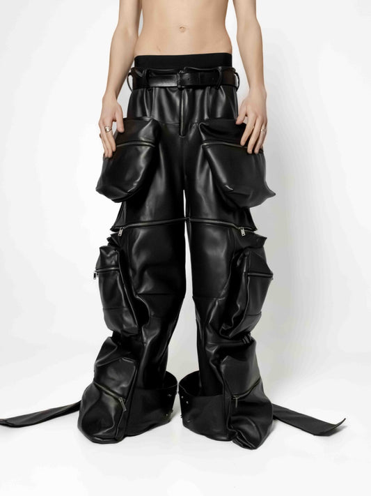 LEATHER POCKET PANTS