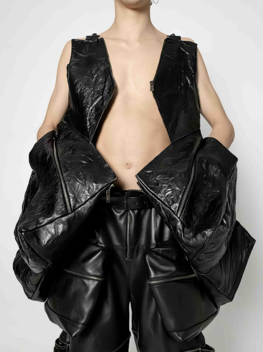 UNISEX CRINCKLED LEATHER VEST