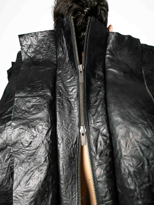 MEN FLARED LEATHER COAT
