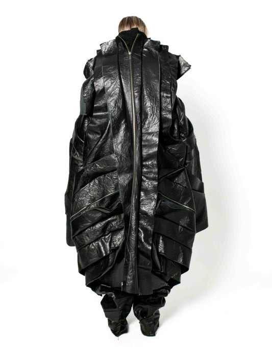WOMEN FLARED LEATHER COAT