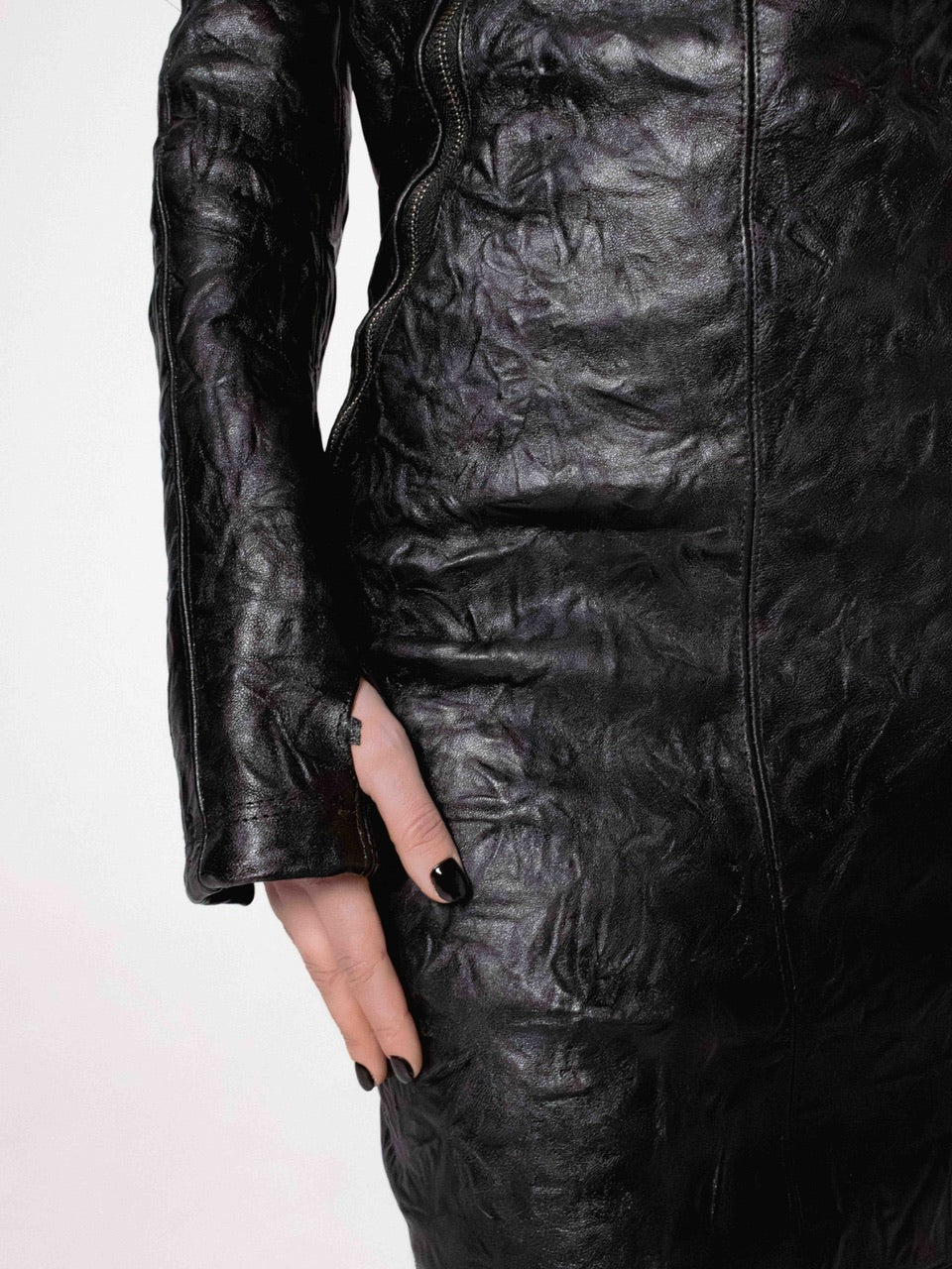 CRINCKLED LEATHER DRESS