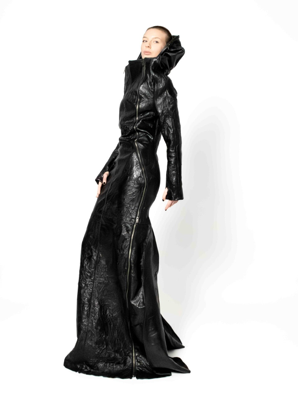 CRINCKLED LEATHER DRESS