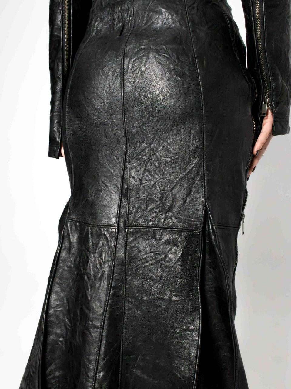 CRINCKLED LEATHER DRESS