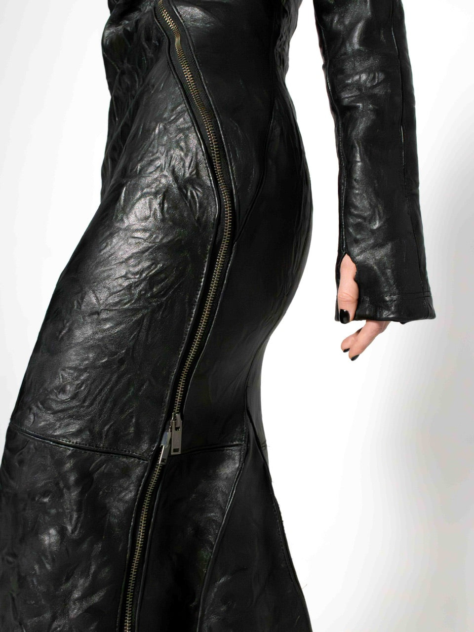 CRINCKLED LEATHER DRESS
