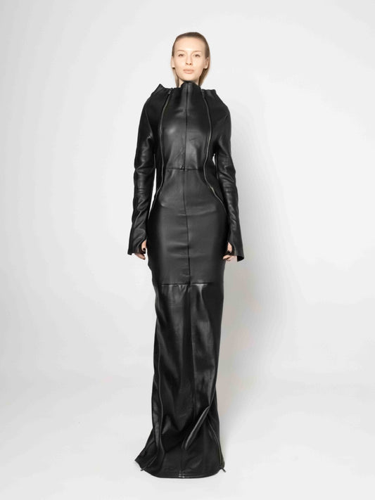 COLLAR LEATHER DRESS