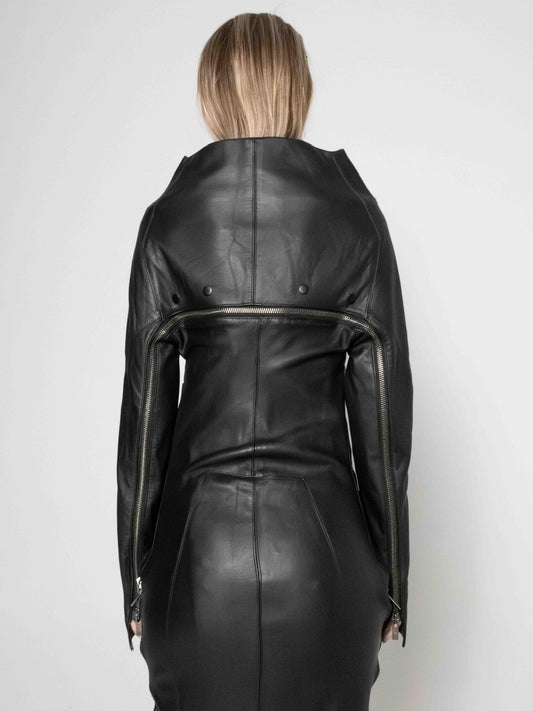 COLLAR LEATHER DRESS