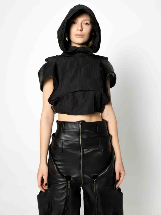 HOODIE CRINCKLED TOP