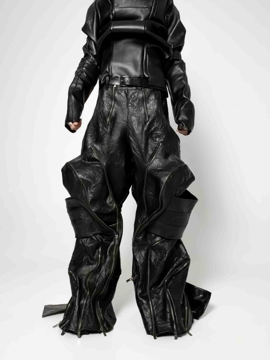 CRINCKLED LEATHER PANTS