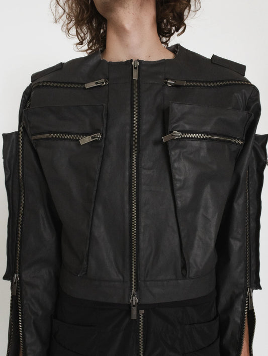 MEN DENIM ZIPPED JACKET