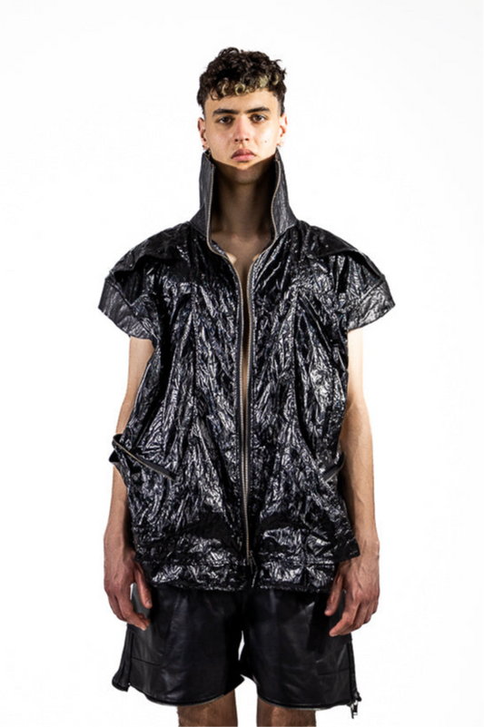 MEN CRINCKLE PU CROPPED VEST
