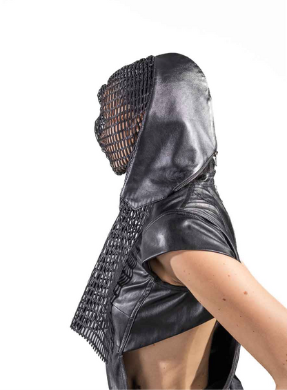 STINGRAY DARK LEATHER FACE MASK