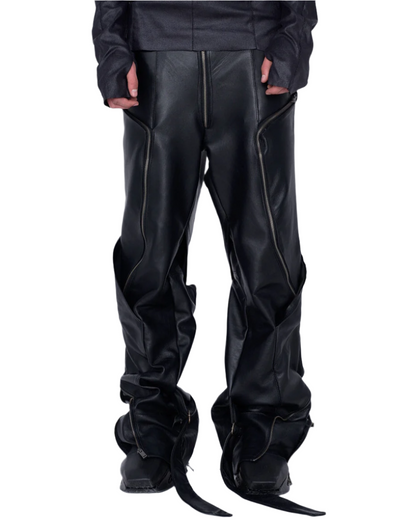 MEN FOLDED LEATHER PANTS