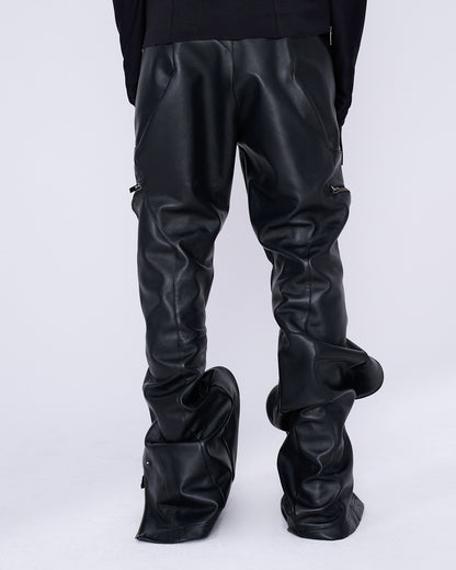 MEN ZIPPED LEATHER PANTS