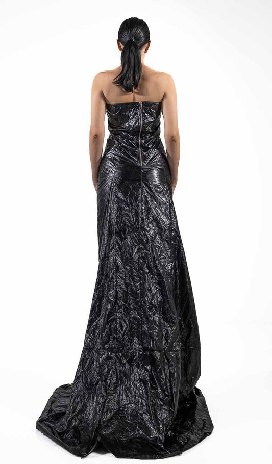 WOMEN CRINCKLE PU DRESS
