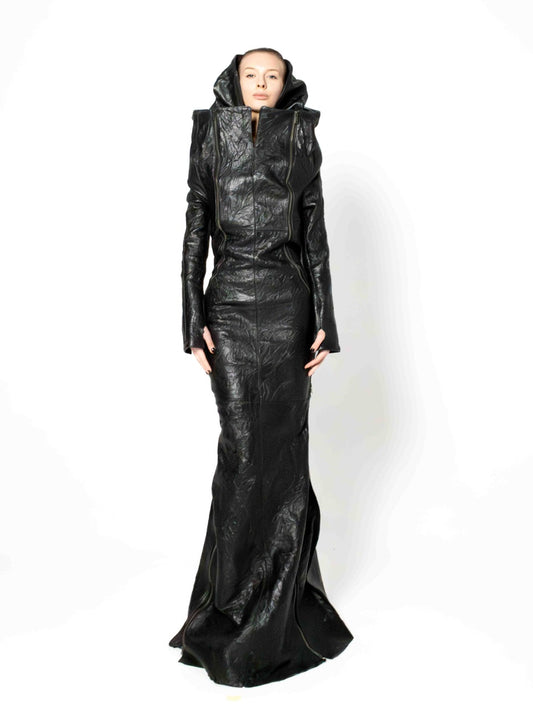 CRINCKLED LEATHER DRESS
