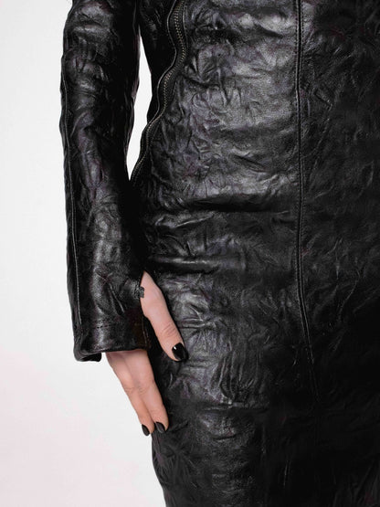 CRINCKLED LEATHER DRESS