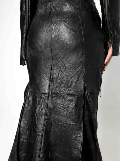 CRINCKLED LEATHER DRESS