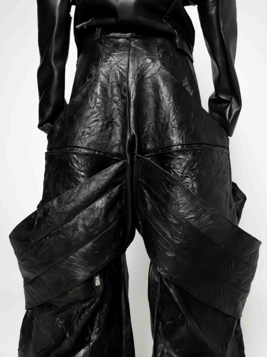 CRINCKLED LEATHER PANTS