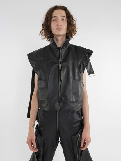 MEN LEATHER SHORT VEST