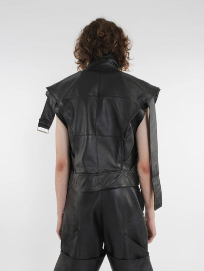 MEN LEATHER SHORT VEST
