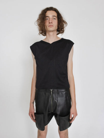 LEATHER POCKET SHORT PANTS