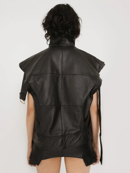 WOMEN LEATHER SHORT VEST