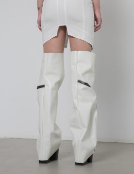Unisex White Leather Socks